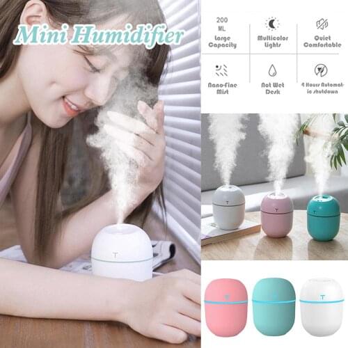 Home Mist USB Humidifier 200ml Water Tank Bedroom Air Humidifier Mist Sprayer Facial Skin Moisturizing Steamer Air Purifier