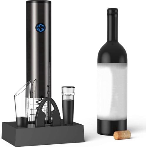 Electric Wine Opener 6 in 1 Set, Automatic Electronic Wine Bottle Rechargeable Opener,Wine Opener with Charging Base