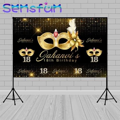 Photography Background Sweet 16th Backdrop Black Gold Masquerade Bokeh Mask Backdrop Photophone Photo Studio