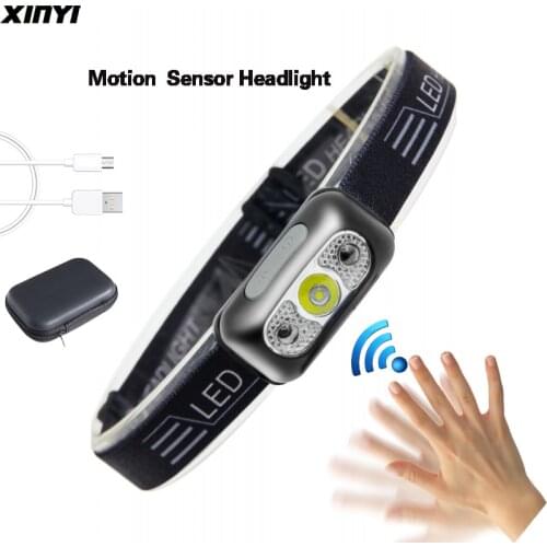 Mini Rechargeable LED Headlamp 10000Lm Body Motion Sensor Headlight Camping Flashlight Head Light Torch Lamp With USB