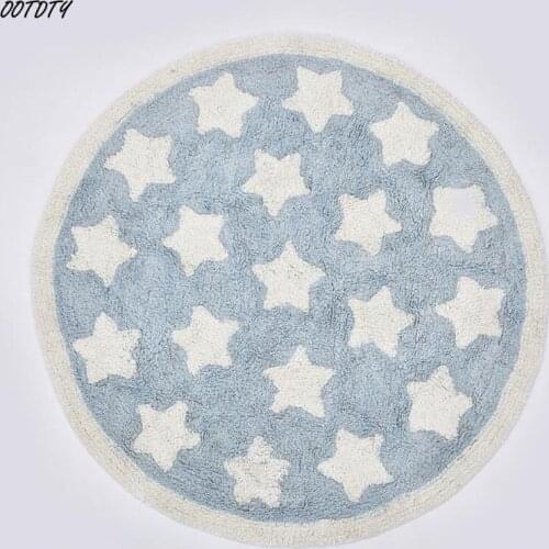 Ins Nordic Style Star Printed Carpet Anti-Slip Floor Rug Bath Mat Soft Baby Game Carpets Crawling Mat For Baby Bedroom Decor