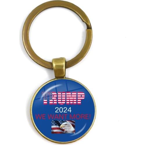 Keep America Great 2024 USA Trump Collection Glass Cabochon Keychain Antique Bronze Keyring Jewelry For Women Men Support Trump