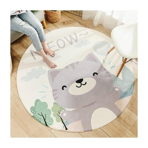 Round Cute Cartoon Carpet Girl Room Bedroom Living Room Non-slip Ssoft Thick Floor Mat