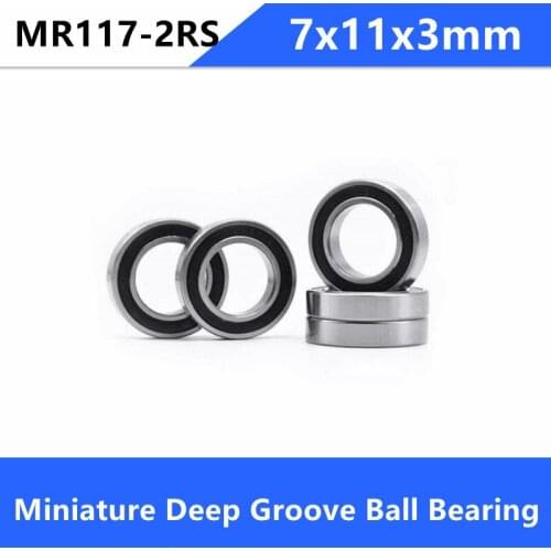 100pcs/lot MR117-2RS MR117RS MR117 RS 2RS 7x11x3mm Thin tube Miniature Deep Groove Ball Bearing 7*11*3mm 677-2RS