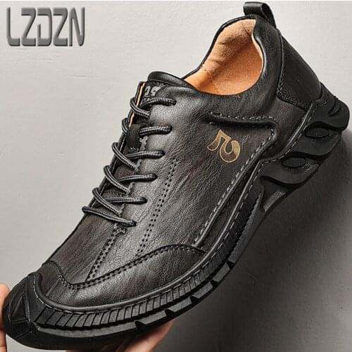 Mens Leather Retro Manual Soft Soles British Travel Mens Shoes Europe Station Grey Autumn Shoes Sports Shoes Board Shoes