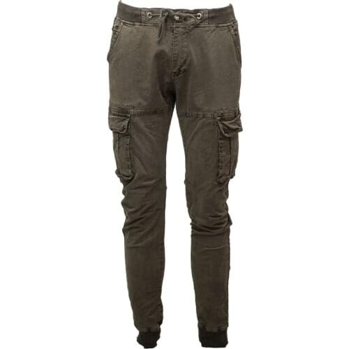 Man Cargo pants stretch Slim Fit army green big pockets side winter pants tight-fitting