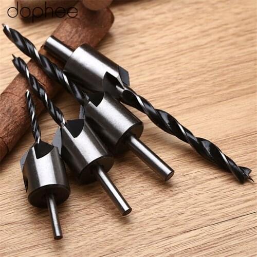 Dophee 3-6MM HSS Steel Flute Countersink Drill Bit Set Reamer Woodworking Tool Chamfer Dremel Tool Herramientas Para Carpinteria