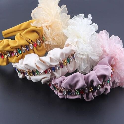 New Fashion Inlaid Color Rhinestone Fabric Flower Gorgeous Hair Hoop Ladies Prom Street Shooting Gift Hair Accessories 871