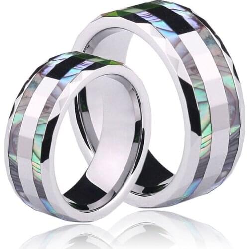 New Fashion Lovers Morrir Polished Tungsten Rings With Deep Sea Shells For Wedding Gift 8mm Width Free Shipping Size 7-13