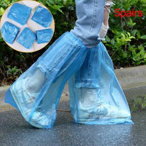 New Arrival 5 Pairs Disposable Waterproof Thick Plastic Rain Anti-slip Shoe Covers Anti-dust