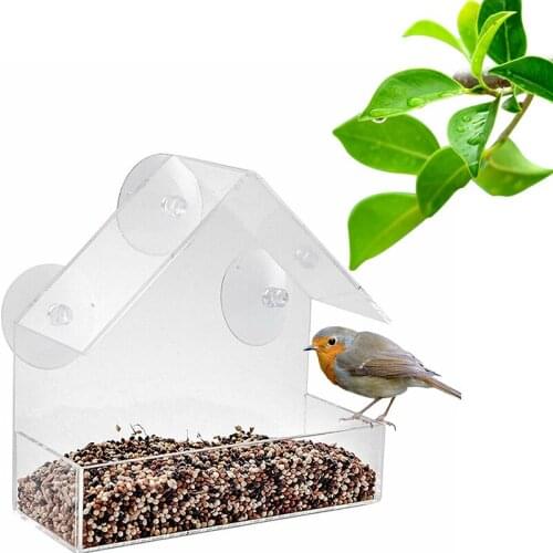 Window Bird Feeder Suction Cup Mount Bird House Acrylic Transparent Hummingbird Feeder Birds Accessories Dropshipping
