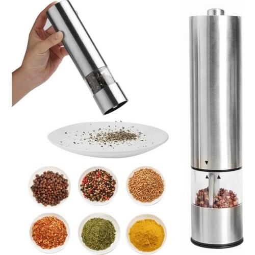 Portable Electric Pepper Spice Grinder Muller Mill With Light Kitchen Seasoning Stainless Steel Grinding Tool For Salt Pepper