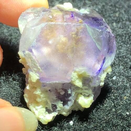 16gNatural purple fluorite mica mineral stone home decoration restoration wheel pattern teaching specimen collection jewelry