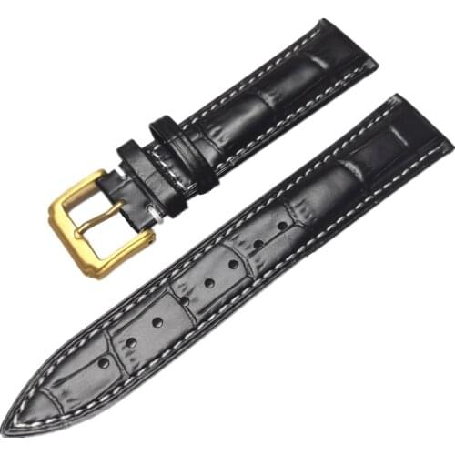 Manufacturers watch accessories leather strap waterproof and sweat-proof first layer calfskin belt pin buckle slub pattern leath