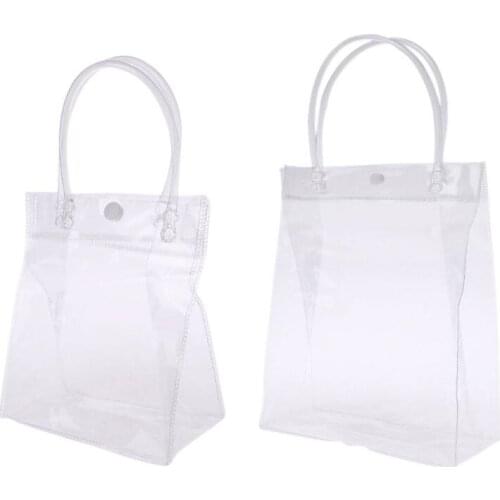 Clear Tote Bag PVC Transparant Handbag With Handle Snap Wedding Party Favors Makeup Gift Bags 2019
