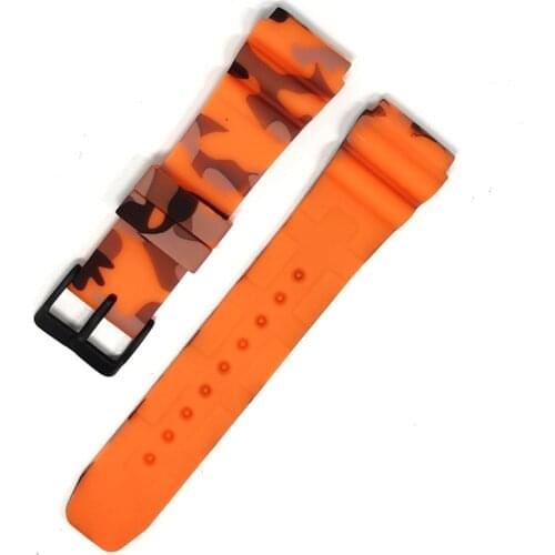 Camouflage Watch Band for Seiko Casio Silicone Rubber Strap 22mm Black Buckle Straps Sport Watch Replacement Wristband