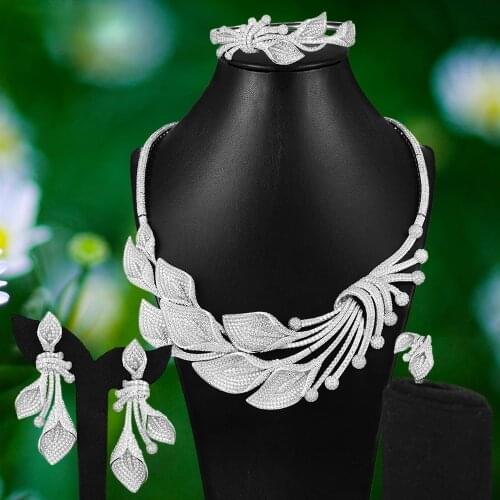 Kellybola Luxury Elegant 4PCS Jewelry Cubic Zirconia Women Wedding Necklace Earring Bangle Ring Dubai Jewelry Set Jewellery