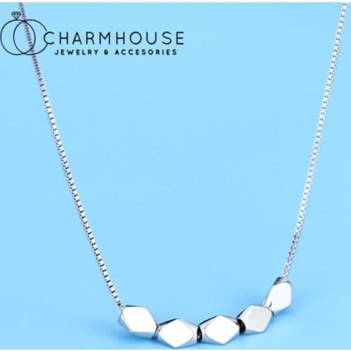 Charm Necklaces For Women Pure Silver Beaded Chain on Neck Choker Collier Femme Korea Style Jewelry Accesories Party Gifts