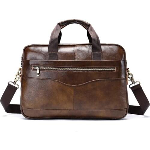Fashion Genuine Leather Bag Men Briefcase 14 inch Notebook Computer Office Bags For Men Messenger Bag Mens Soft Leather Handbag