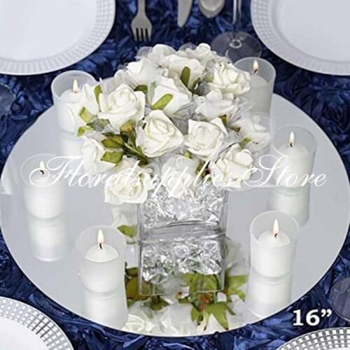 Wedding decoration table centerpiece round candle mirror plate for mariage decoration de table acrylic mirror plate