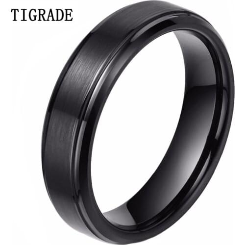 Tigrade 6mm Black Tungsten Men Ring Carbide Engagement Wedding Band Male Jewelry Women Men Couple Rings anel masculino