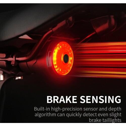 Smart Bike LED Lighting 6 Mode Bicycle Saddle Light Brake Auto Wake-up USB Rechargeable Outdoor Sports Taillight LED Lights