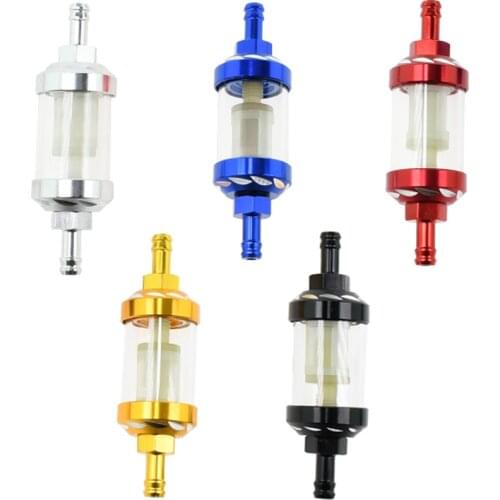 8mm Universal Motorcycle Fuel Filter CNC Aluminum Alloy Glass Gas Fuel Gasoline Oil Filter for ATV Dirt Pit Off-Road Parts