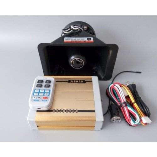 Higher star DC12V AS820 200W wireless remote car emergency alarm warning amplifier pa-system microphone +1units 200W speaker