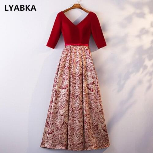 V-Neck Evening Dress Elegant Robe De Soiree Long Sleeve A-line Evening Dresses Long Dress 2020 Formal Dress Vestido De Festa