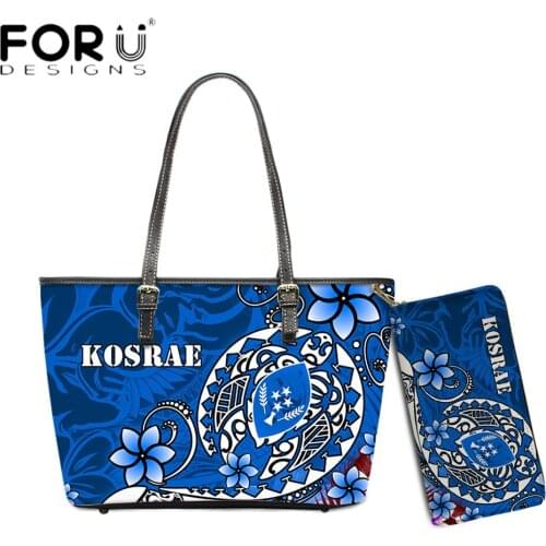 FORUDESIGNS New Trend PU Shoulder Bag For Women Kosrae Polynesian Turtle And Hibiscus Print Brand Design Female Handbag Purse