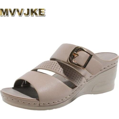 MVVJKEFashion Flip Flops Women Beach Shoes Platform Slippers Summer Open Toe Wedges Sandals Ladies Shoes Female Plus Size 36-41