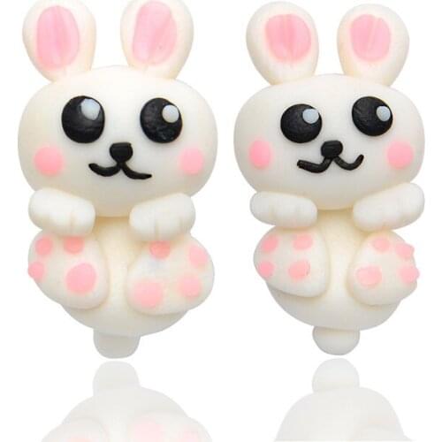 2017 New Lovely Rabbit Stud Earrings For Women Girl 100% Handmade Polymer Clay Brincos Charm Fashion Cute Jewelry