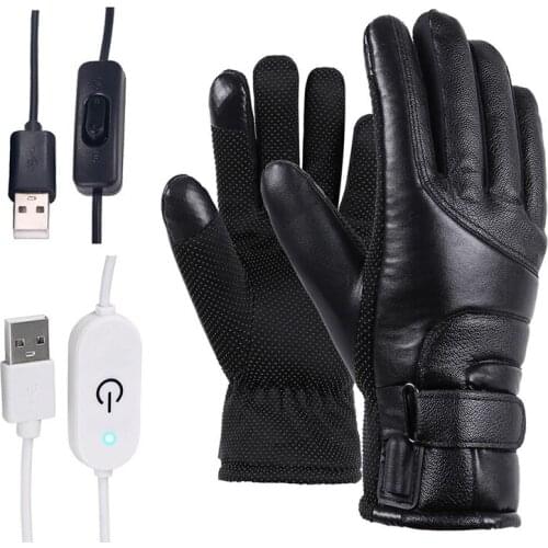 Winter Electric Heated Gloves Motorcycle Windproof Cycling Warm Heating Touch Screen Skiing Gloves USB Powered For Men Women