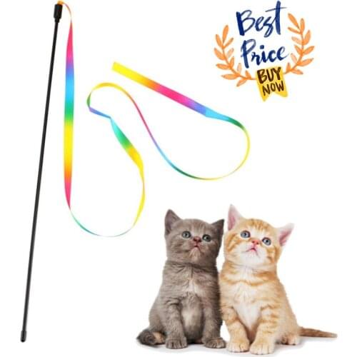 1PCS Cat Toys Cute Funny Colorful Rod Teaser Wand Plastic Pet Toys For Cats Interactive Stick Cat Supplies Cat Teaser Stick Toys