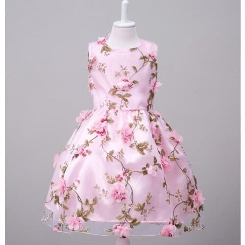 2017 new summer Girls Kid Chiffon + Cotton 3D Flowers Dress comfortable cute baby Clothes Children Clothing