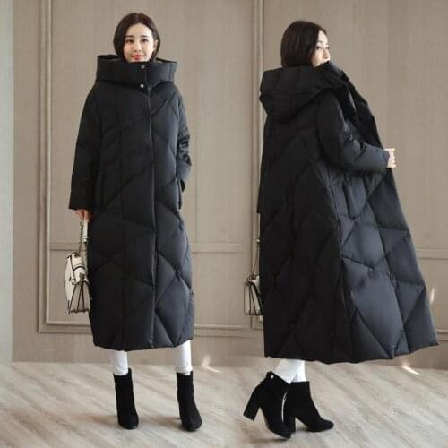 2020 Women Coat White Duck Down Jacket Winter Hooded Parkas Hight Quality Outerwear Female Thick Warm Down Coat X-length