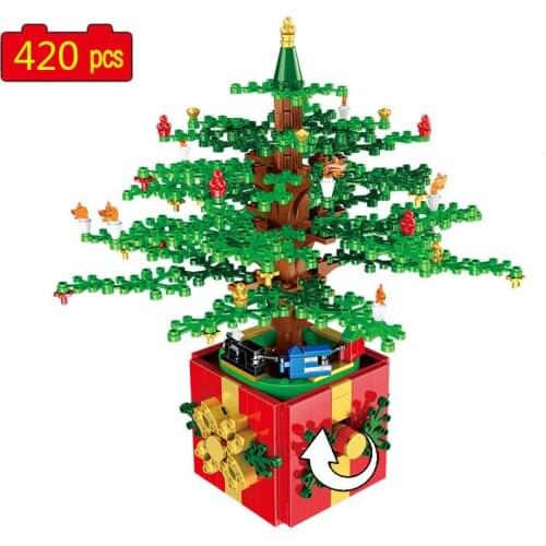 2021 City Creator Street View Series MOC Christmas Tree Scene Decoration Accessories Building Blocks Bricks Toys Gifts