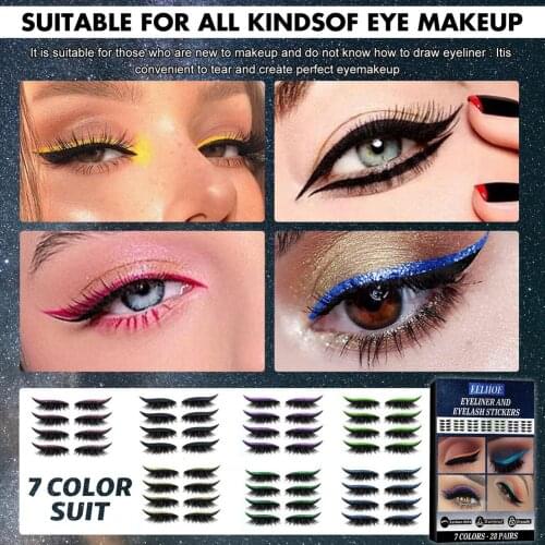 28 Pairs Eyelid Line Reusable Stick Eyeliner Eyelash Stickers Eye Double Eyelid Sticker Eyeliner Liner Adhesive Makeup Eyelashes