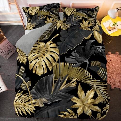 3D Plants Palm Leaves Queen Bedding Sets Single King Size Duvet Covers Set Bed Linen Quilt Cover