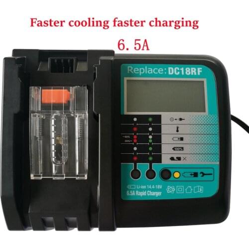 6.5A Battery Charger For Makita 14.4V 18V BL1830 Bl1430 DC18RC DC18RF EU Plug fan cooling and high quality DC18RF Charger EUplug