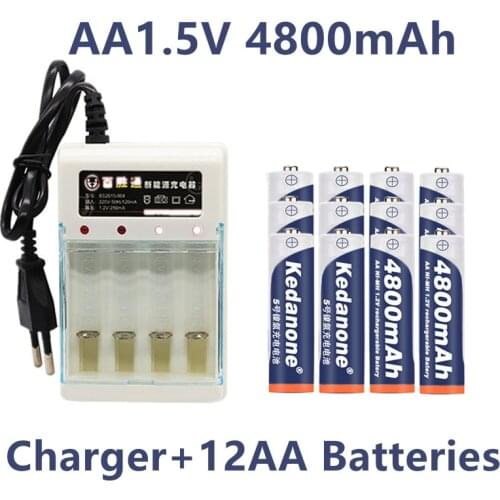 1.2V 4800mAh NI MH AA Pre-Charged Rechargeable Batteries Ni-MH Rechargeable 1.2V AA Battery For Toys Camera Microphone+charger
