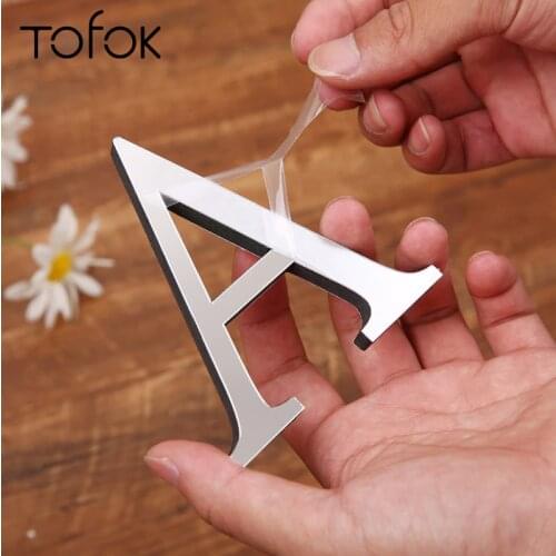 Tofok Acrylic 28 English Letters Wall Stickers Model DIY Home Decor Decal Home Furniture Sticker Living Room DIY Adhesive Mural