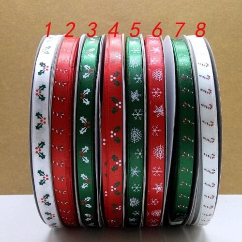 Free shipping 9mm 100 yard Christmas printed satin ribbon