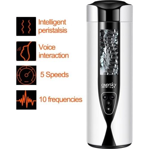 Automatic Wiggle Male Masturbator With Sucker Handsfree Sex Machine Voice Interaction Artificial Vagina Cunt Sex Toys for Men