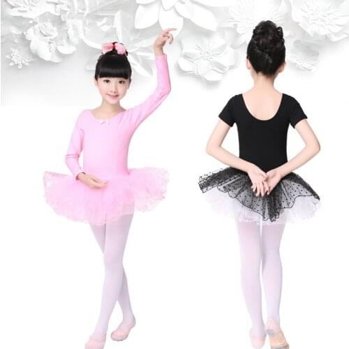 Girls Ballet Tutu Dress Kids Gymnastics Tulle Skirted Leotards Pink Black Swan Lake Ballet Costumes With Dot Tutus