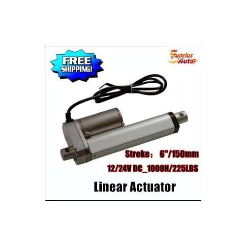 Free Shipping mini linear actuator, 10mm/s 150mm/6inch stroke 1000N/225LBS 12V DC electric linear actuato Hot Sale By express
