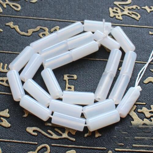 Natural 6x16mm White Agates Tube Loose beads 15inch/26pcs ,For Jewelry making, can mixed wholesale