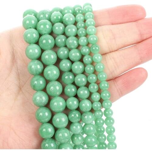 Natural Stone Beads Dark Green Angel Round Loose Beads for Jewelry Making Needlework Bracelet DIY 4-12 MM