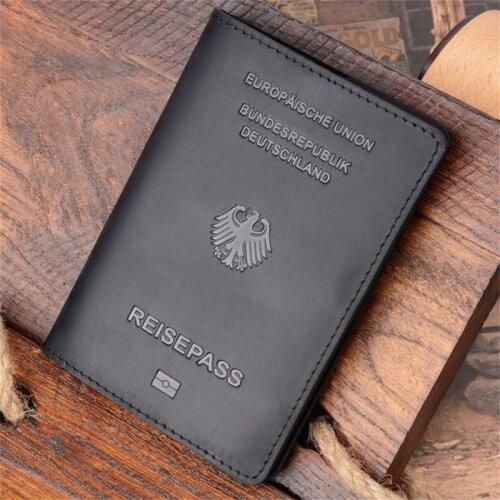 Deutschland Genuine Leather Germany Passport Cover Credit Card ID Holder Men Passport Case Travel Unisex Travel Wallet Case
