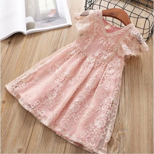 Girl Kids Princess Dresses Vestido Girls Birthday Party Lace embroidery Summer Children Casual Clothing Baby Girl Clothes